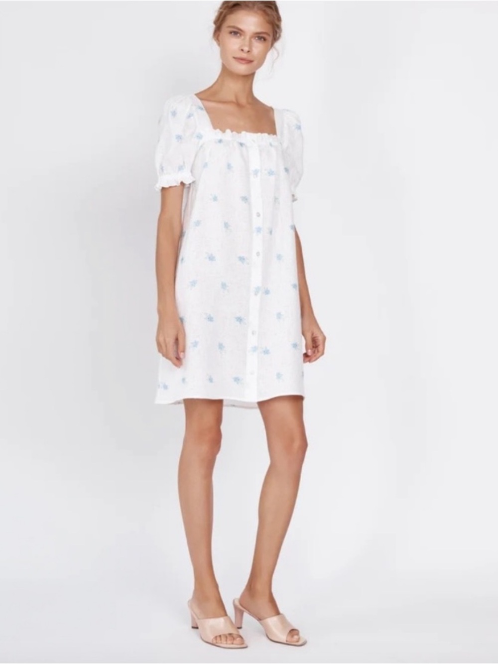 Sleeper White with Blue Floral Print